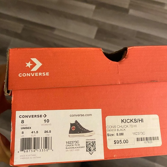 Converse Chuck 70s High top black suede size 8 - Picture 2 of 7